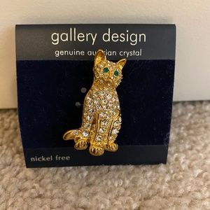 Gallery Design Austrian Crystal Cat Pin